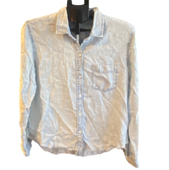Rails Ingrid Raw Hem Shirt Light Acid Wash Size M - Picture 1 of 7